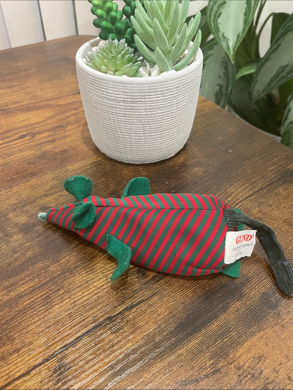 GUND Red & Green Striped Plush Mouse Toy